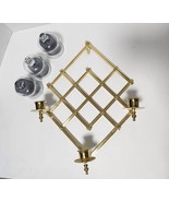 Partylite Solid Brass Accordion Triple Candle Holders Wall Sconces Retired - $28.00