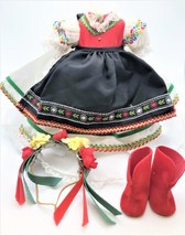 Madame Alexander Red, Black & White Poland Outfit, Shoes, Headpiece and Accessor - $18.00
