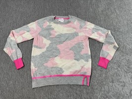 Brodie Cashmere Sweater Womens XS Gray Pink Camo Crewneck Raglan Contras... - $546.61 MXN