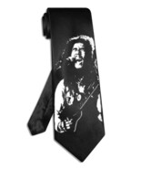 Bob Marley reggae king necktie black satin silk hand-painted tie - $28.00