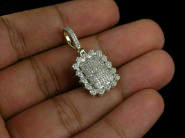 0.75Ct Round Cut Diamond Cluster Border Dome Pillow Pendant 14K Yellow Gold Over - £118.69 GBP