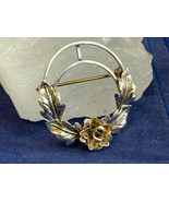 Sterling Silver Beau Floral Brooch 4.25g Fine Jewelry Round Flowers &amp; Le... - £23.42 GBP