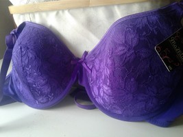 Bra MaMia Size 44 D Purple Lace over light padding underwire - £15.72 GBP