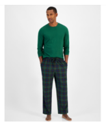 CLUB ROOM Sleepwear Mens Large Green / Blue Fleece Plaid Pajama PJ Set - $491.92 MXN