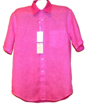 120% Lino Men&#39;s Pink Casual Linen Shirt Relaxed Fit Size XL - £141.75 GBP