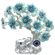 Blue Evil Eye Turkish Nazar Lucky Forutne Tree Bonsai With Elephant Home Office  - $50.99