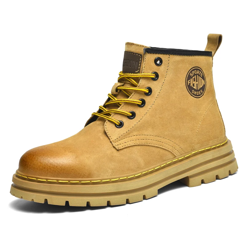 Luxury Brand Walking Boots For Men Women Outdoor Genuine Leather Yellow Ankle Bo - £62.35 GBP