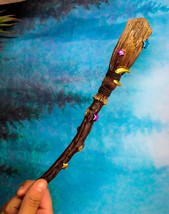 Ebros Wicca Occult Hocus Pocus Stars and Moon Witch&#39;s Broom Magic Wand C... - $19.99