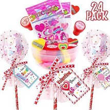 Valentines Day Gifts for Kids 24 Pack Giant Lollipop Shaped Stationery Set with  - £38.32 GBP