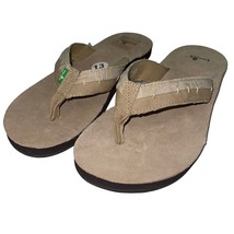 Sanuk Flip Flops Mens Brown Suede Leather Canvas Comfort Sandals Slipper... - £53.80 GBP