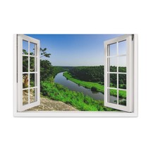 Canvas Print Wall Art Window River View Nature Photography Realism Scenic Lands - £71.87 GBP+