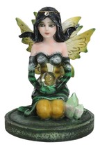 Kneeling Bumblebee Spring Fairy With Crystal Ball On Garden Mini Figurine - £20.59 GBP