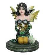 Kneeling Bumblebee Spring Fairy With Crystal Ball On Garden Mini Figurine - £20.83 GBP