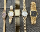 Lot of 5 Gold Tone Men&#39;s Women&#39;s Watches Seiko Helbros Pheonix Estate Fi... - £17.01 GBP