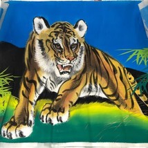 Lot Of 2-Vintage Japanese Silk Screens Tiger Colorful Scenes 14.5&quot; X 17&quot; 1970&#39;s - £36.99 GBP