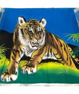 LOT OF 2-Vintage JAPANESE SILK SCREENS Tiger Colorful Scenes 14.5&quot; x 17&quot;... - $49.49