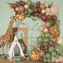 150Pcs Safari Fall Balloon Garland Arch Kit, Jungle Animal Print Olive Sage Gree - £19.57 GBP