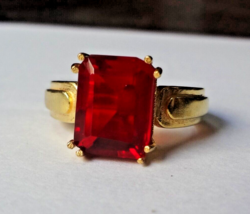 Naturel 6 Carat Émeraude Coupe Rouge Rubis 14K Or Vermillon Bague pour Homme / - £66.57 GBP