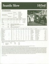 1977 - SEATTLE SLEW - Kentucky Derby Race Chart, Pedigree &amp; Career Highlights - £15.80 GBP