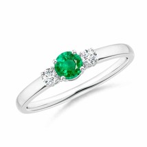 Authenticity Guarantee 
Angara Natural 4mm Emerald Ring in Sterling Silver (R... - £464.96 GBP