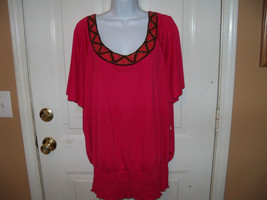 Faded Glory Watermelon Cold Shoulder Top W/Embellishment Size 3X Women&#39;s NEW - $26.60