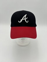 Team MLB Adjustable Hat Atlanta Braves Baseball Cap Embroidered Navy Red - £11.66 GBP
