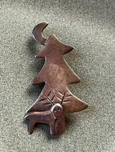 Vintage Ann Harvey Mexico Marked Silver Christmas Tree w Moon &amp; Reindeer Brooch - £30.42 GBP