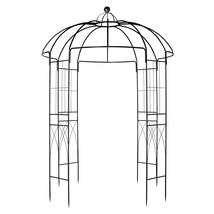 207*207*270cm Courtyard Wrought Iron Gazebo Iron Arch Black - $241.98