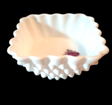 Authentic Fenton Hobnail White Milk Glass Square Trinket Bowl Dish Dessert Nut - £18.45 GBP