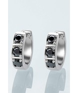 Inlaid Moissanite Huggie Earrings - $2,010.00 MXN