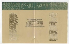 American President Lines SS President Monroe Guest List 1934 - £11.07 GBP