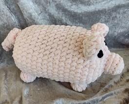 Plush 3-D Crocheted Pink Pig Amigurumi Pillow Stuffie Stuffed Toy Plushie  - £51.95 GBP