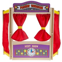 Wooden Puppet Theater Stage Show For Kids Pretend Play Imagination Creat... - $78.99