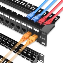 24 Port Rj45 Through Coupler 1U Cat6 Patch Panel Utp 19-Inch With Back Bar, Wall - £57.94 GBP