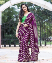 Purple Sari Blouse Bollywood Silk Saree Indian Designer Party Wedding Sarees - £34.82 GBP