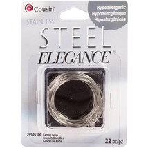Stainless Steel Elegance Beads &amp; Findings-Earring Hoops 22/Pkg - £9.46 GBP