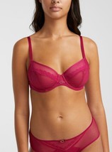 CHANTELLE 22310 Parisian Allure Unlined Plunge Underwire Bra Sz 34D Nude Magenta - $39.55