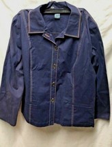 Koret Womens Sz 24 W Navy Blue Coat Jack Button Up Orange Stitching - $19.79