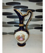 1968 Porcelain GIFFARD ANGERS FRANCE-10&#39;&#39; tall blue PITCHER -VASE-Made i... - $18.16