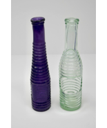 Clear &amp; Purple Ribbed Glass Pepper Sauce Bottles - $67.64 CAD