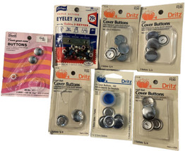 Cover Buttons Kit Eyelet Kit Dritz Prims and Grants Vintage Lot of 7  - $6.89