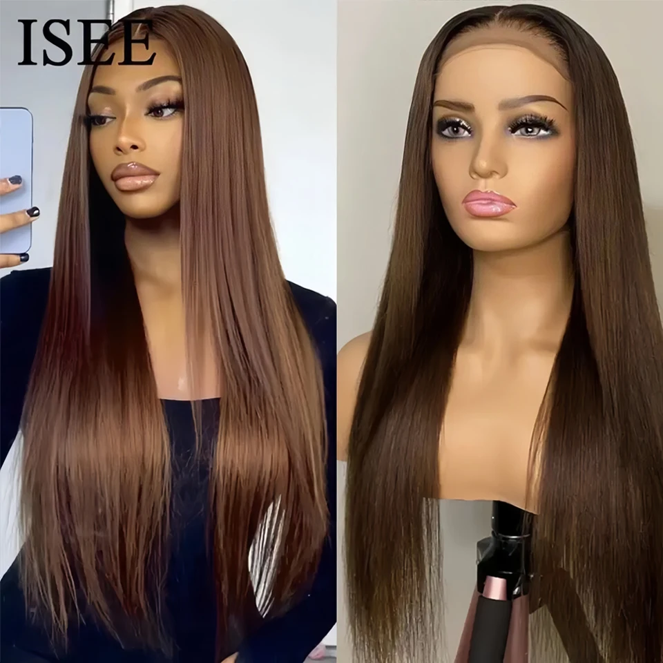 Wear Go Colored Lace Front Wig ISEE Hair #4 Chocolate Brown 4X4 Gluele - $147.55+