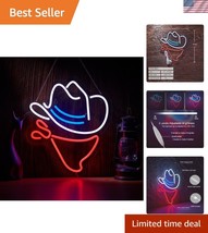 LED Cowboy Hat Neon Light - USB Powered Wall Sign for Home &amp; Bar Ambiance - $39.00