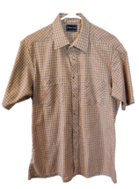 Vintage Career Club Brown Plaid Button Down Short Sleeve Shirt-Size Large - $9.99