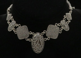 BALI 925 Silver - Vintage Shiny Ornate Swirl Detail Wheat Chain Necklace- NE2606 - £143.82 GBP