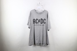 Vintage Y2K Mens 3XL Distressed Spell Out Back in Black ACDC Band T-Shirt Gray - £27.33 GBP