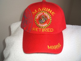 U S Marine Corps (Retired) emblem shadow on a new Red ballcap or cover - $20.00