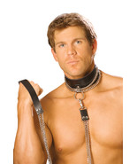 Leather choker with chain and detachable chain leash. *Available Boxed - £35.35 GBP