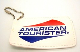 Vintage American Tourister Luggage Label Name Tag Red White Blue with chain  - £7.80 GBP