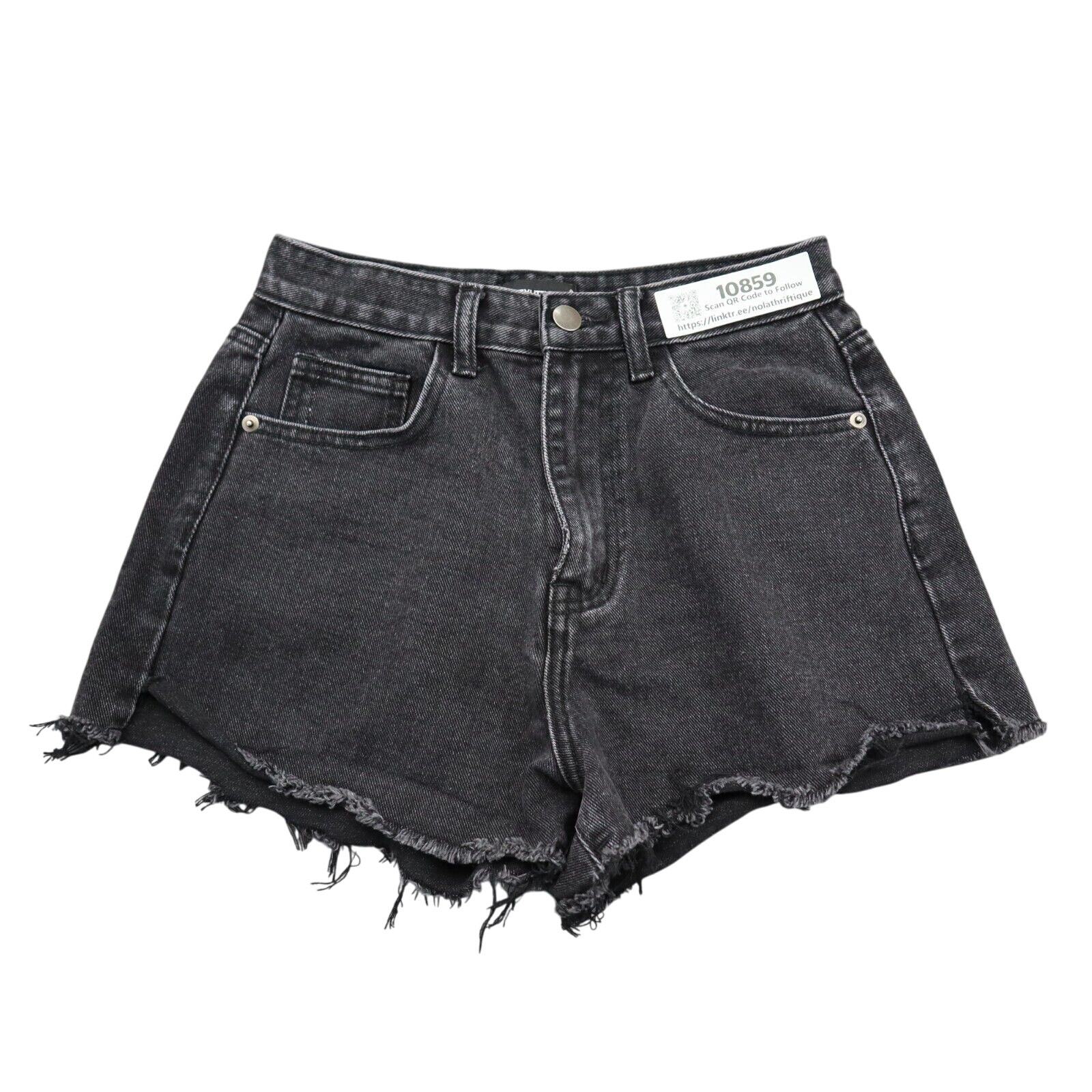 Pretty Little Thing Shorts Women EU 36 Black Casual Distressed Destroyed - $22.75